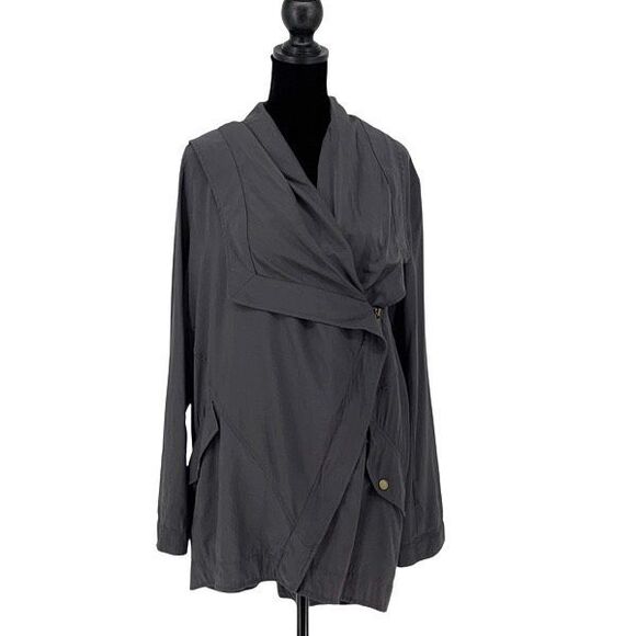 Express Womens Asymmetric Lightweight Oversized Hooded Jacket Gray Small - Picture 1 of 5